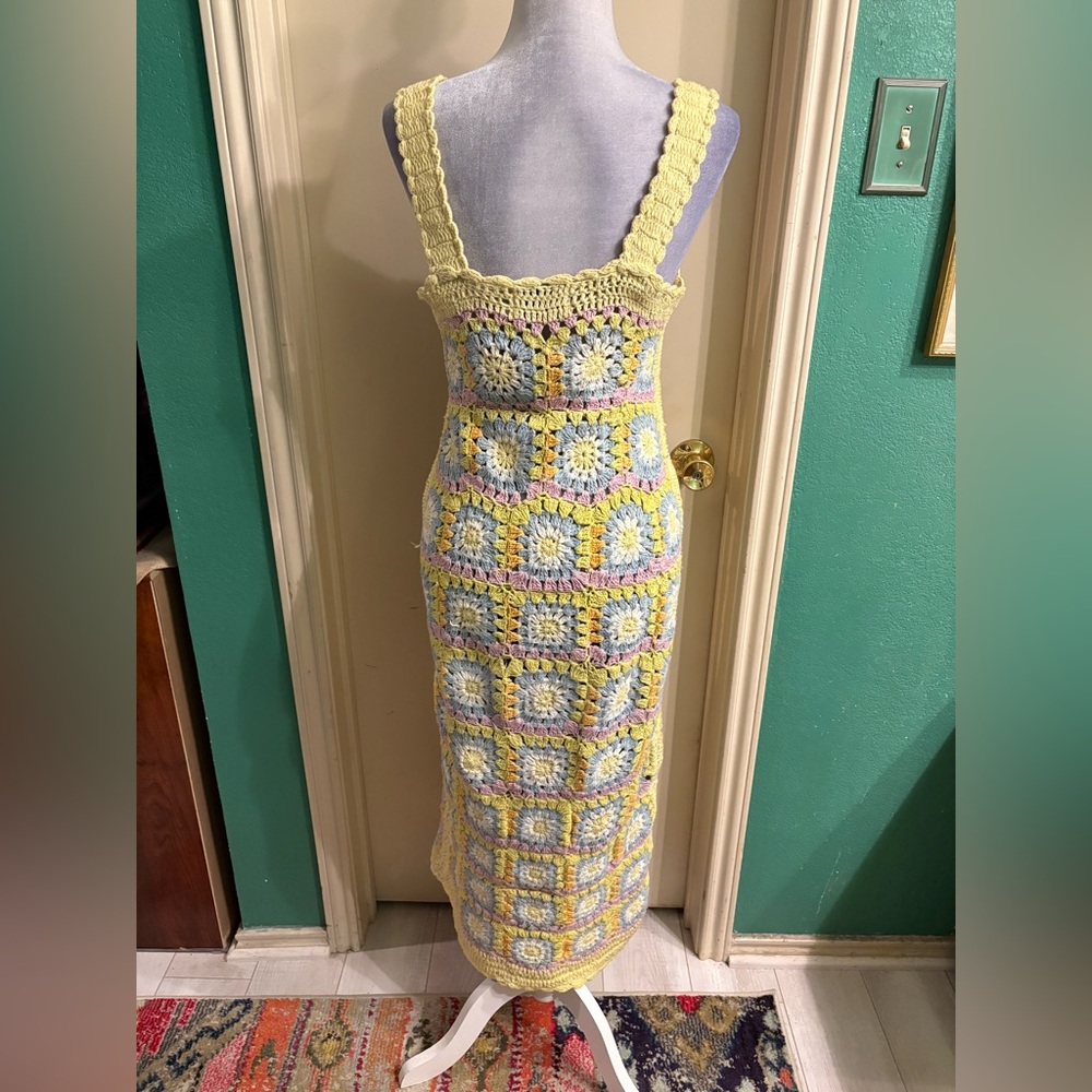 Alemais Patchwork Granny Squares Crochet Midi Dress - Picture 7 of 16